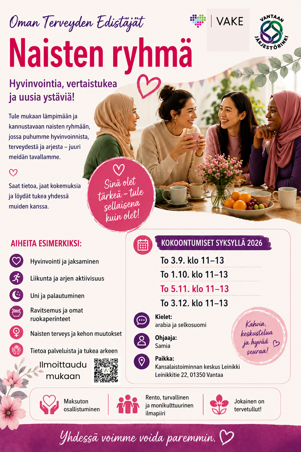 Mainoskuva Naisten elämäntapaohjauksen ryhmästä